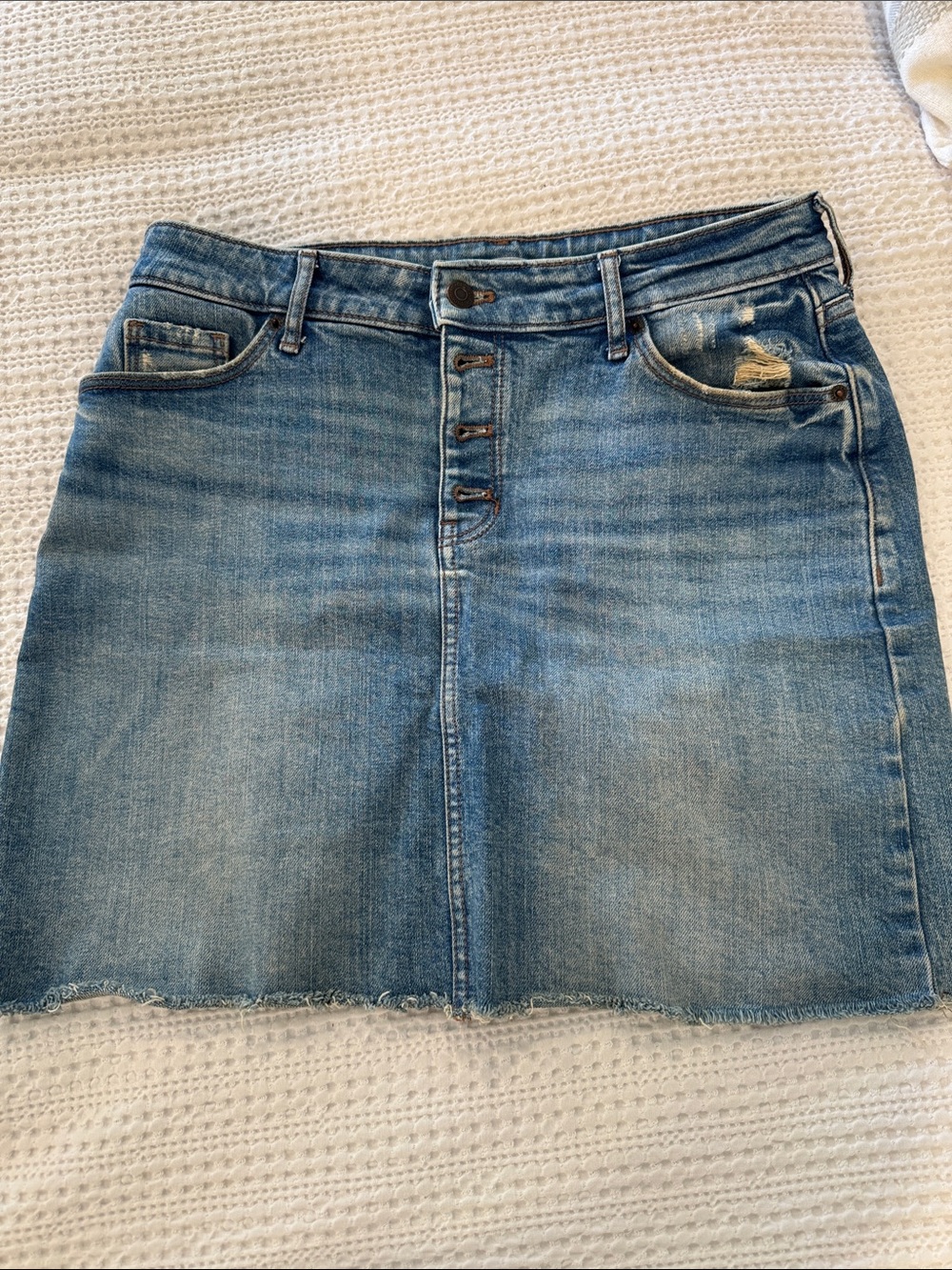Light Blue Button-Front Denim Mini Skirt